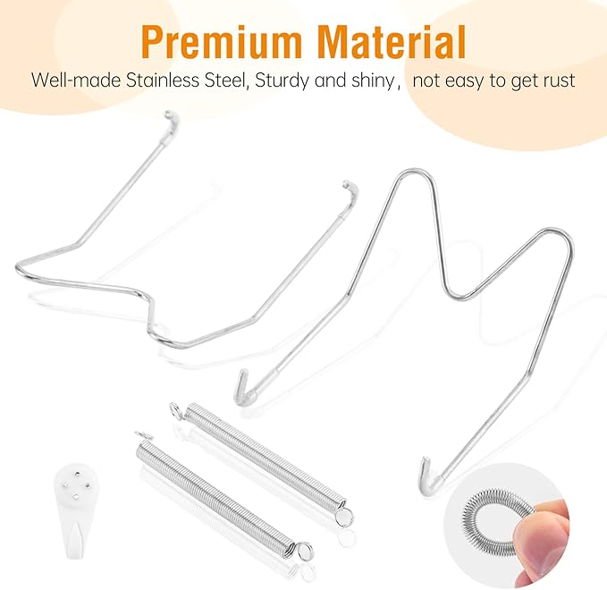 Plate Hangers for The Wall, Suitable for 8-10 inch Decorative Plate, Stainless Steel Wire Plate Holder with Wall Hooks and Rubber tip Protectors, Plate Hangers for Displaying Plates, Platter, Silver