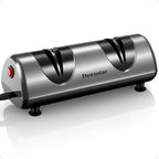 Electric Knife Sharpener, Professional Kitchen Knife Sharpener for Home Use, 2 Stages of Coarse Sharpening & Fine Polishing, Metal Dust Collection Box for Easy Cleaning, Dark Gray