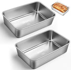 2 Packs 8.8×5.9 Inch Loaf Pans for Baking Bread, 304 Stainless Steel Loaf Bread Pan with Parchment Paper Liners, Metal Bakeware for Bread, Meatloaf, Cake Brownies, Easy Release, Oven & Dishwasher Safe