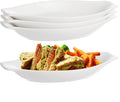 4 Piece Oval Au Gratin Baking Dishes Set, 8 X 4 In Ceramic Banana Split Boats, Oven & Microwave Compatible Mini Casseroles With Handles