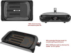 ADDIS Smokeless Indoor Electric Grill with Tempered Glass Lid and Drip Pan 1500W M-Shaped Heating Element and Non-Stick Coating, Stainless Steel
