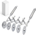 5-Wheel Professional Pastry Cutter - Stainless Steel Pizza & Dough Tool, Multi-Use Kitchen Utensil for Baking, Lattice Cutting, Cookie Dividing - Heavy Duty Pastry Wheel with Ergonomic Handle