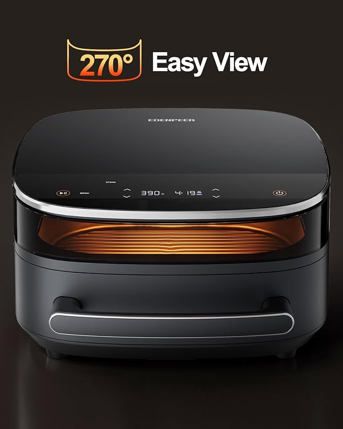 Large Air Fryer 6QT, 11-in-1 Fast Cooking Air Fryer with Top & Bottom Heating, No Flip Needed, Quiet 50dB, Family Size Digital Air Fryer for Healthy Meals, Fits a 12" Pizza or Steaks