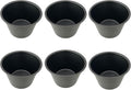 Pack of 6 Nonstick Popover Pans, Individual Miffin Cupcake Pan, Carbon Steel Yorkshire Pudding Pan, Reusable Egg Tart Molds, Large Round Oven Baking Pans - Black (3.5" x 2.2")