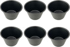 Pack of 6 Nonstick Popover Pans, Individual Miffin Cupcake Pan, Carbon Steel Yorkshire Pudding Pan, Reusable Egg Tart Molds, Large Round Oven Baking Pans - Black (3.5" x 2.2")