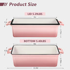 Wildone Enameled Cast Iron Bread Loaf Pan with Lid, 9x5 Sourdough Baking Pans for Homemade Bread, Cake, Meatloaf, Even Heating Bread Pans, 2-Piece Set, Pink
