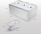 SYBO Food Warmer Commercial Grade Stainless Steel Bain Marie Easy to Clean Steam Table for Buffet Catering and Restaurants, ETL, CE ROHS Certified for Commercial, Safety (3 Sections)
