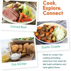 eat2explore Cooking Kits for Kids 16 Pcs – Interactive & Educational Kids Cooking Sets Real for Ages 5 and Up,3 Recipe Cards & Global Ingredients – Perfect for Families and Homeschooling (Ireland)