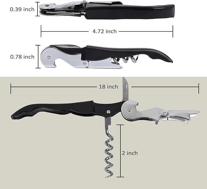 RECUTMS Corkscrew 12 Packs Wine Opener Wine Keys Bulk Stainless Steel Fold Beer or Bottle Opener Serrated Foil Cutter, Perfect for Bars Restaurants Family Company Party(Black)