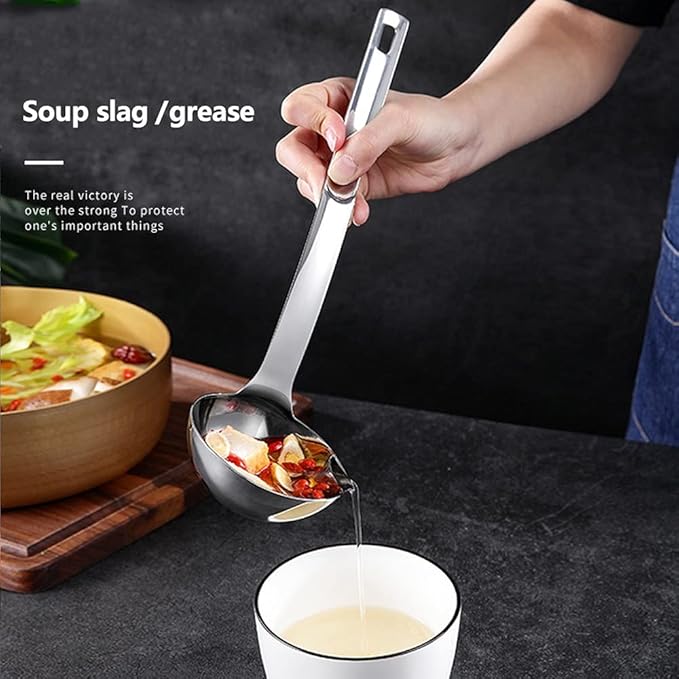 Stainless Steel Scoop Filter Grease Spoon Colander Spoon Soup Oil Separation Cooking Colander Tools Kitchen Gadgets Set