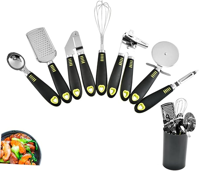 7pcs Stainless Steel Kitchen Gadgets Cooking Tools Set Cheese Grater Pizza Wheel Can Opener