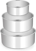 E-far Deep Cake Pan Set of 3 (6 inch/8 inch/9½ inch), Stainless Steel Round Layer Cake Baking Pans, Metal Tier Cake Tins for Wedding Birthday, Leak Proof & Straight Side, Non-toxic & Dishwasher Safe