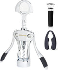 Wing Corkscrew Wine Opener, Premium Zinc Alloy Manual Bottle Opener, Heavy Duty Multifunctional Tool for Kitchen, Bar, Restaurant & Waiters (Aesthetic Silver)