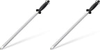 Utopia Kitchen Knife Sharpener Rod 12 Inch, Professional Honing Rod for Knife Sharpening with Hanging Hook, Black (Pack of 2)