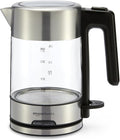 Amazon Basics Electric Kettle with Glass Carafe for Tea and Coffee, Fast Boiling, Auto Shut-Off, Boil-Dry Protection, Temperature Control, Removable Filter, 1 Liter, 1500W, BPA-Free