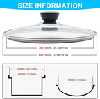 10.25 Inch Glass Lid for Frying Pan Tempered Glass Pot Lid with Stainless Steel Rim for 10.25 Inch Frying Pan Wok Pot Skillet (10.25 Inch)