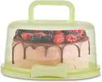 Cake Carrier With Handle - Food Grade Transparent Cover Cake Boxes | Reusable Cake Boxes | Two Sided Cake Holder | Cake Carrier With Lid Pie Cake Carrier Of Pp Polypropylene Material, Green