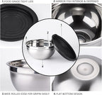 Leidawn Mixing Bowls with Lids set - 25 PCS Stainless Steel Nesting Black Mixing Bowls Set for Baking, Mixing, Serving & Prepping, Size 5, 3.7, 2.8, 2.3, 1.7, 1.1, 0.7QT, 11 Cooking Utensils