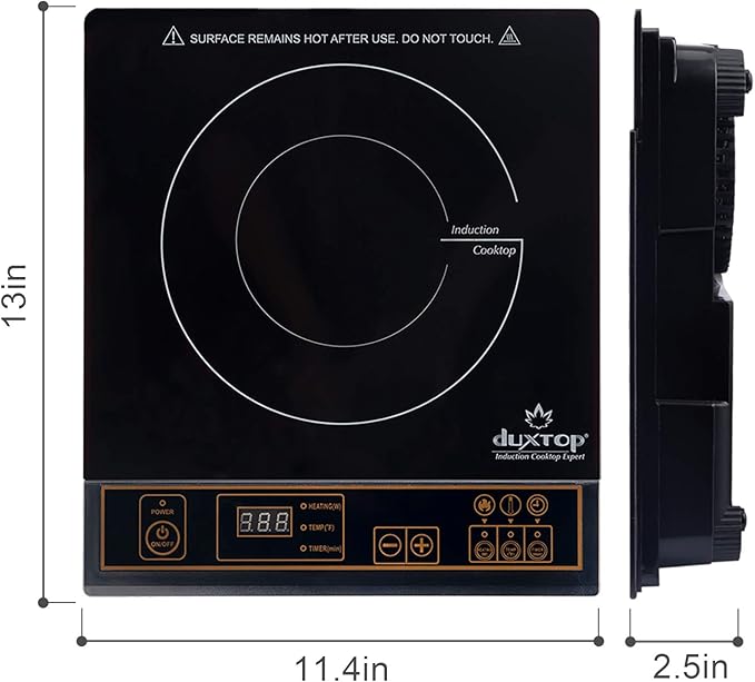 Duxtop 1800W Portable Induction Cooktop Countertop Burner, Silver 8120MC/BT-180G3