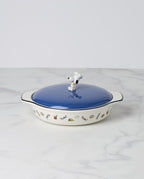 Lenox Home And Kitchen, Chef Snoopy Covered Casserole Dish, Porcelain Material, Dishwasher Safe, Kitchen, Baking Dish For Oven, Oven Safe Upto 350 Degrees, Snoopy Design (Blue And White, 1 Piece)