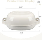 Enameled Cast Iron Oval Dutch Oven Pot with Lid, Dutch Oven for Sourdough Bread Baking, Oval Bread Pan, 7qt, White