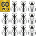 Tiergrade Metallic Magnets, Refrigerator Magnets, 60 Pack Magnetic Push Pins, Strong Fridge Magnets, Multi-use Whiteboard Magnets Perfect for Kitchen Office Classroom