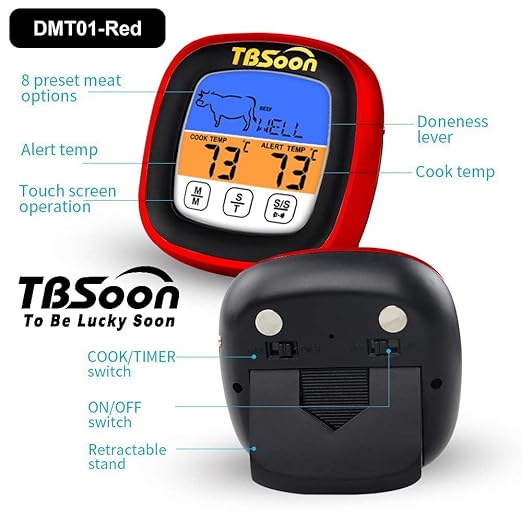 Multifunctional Digital Thermometer for Cooking,Food Thermometer+Thermometer Alarm+Kitchen Timer,Large Color Screen,Instant Read,Fast Response,grill bbq accessories,Kitchen Oven Meat Thermometer-DMT01