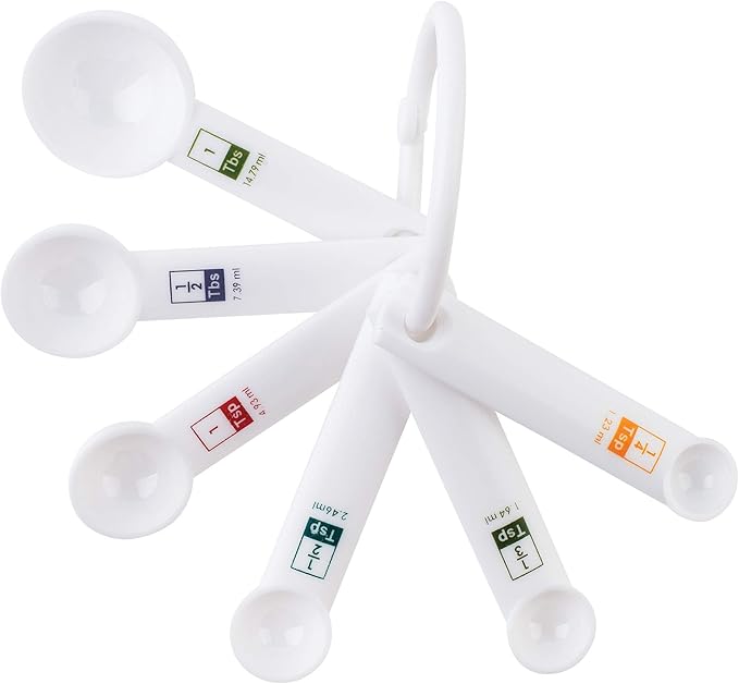 Fox Run 6-Piece Plastic Measuring Spoon Set White, 1.6 x 9 x 3 inches