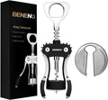 Beneno Wine Opener with Stainless Steel Wine Foil Cutter - Bottle Top Seal Cutter, Zinc Alloy Premium Wing Corkscrew with Multifunctional Bottles Opener, Midnight Black