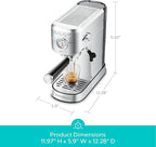 CASABREWS CM5418ECO Espresso Machine 20 Bar, PFAS-Free Espresso Maker with Steam Wand, Stainless Steel Coffee Machine with 34oz Removable Water Tank for Cappuccino, Small Latte Machine, Silver