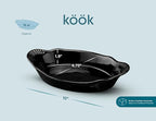 Au Gratin Baking Dishes, Ceramic, Kook, for Casseroles, Lasagna & Cobblers, Individual Serving, Set of 6, Oven, Microwave & Dishwasher Safe Bakeware, oz, Charcoal