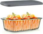 4 Piece Glass Loaf Pan Set with Lids - Stackable 1.9 QT/62oz/1800ML Glass Bread Baking Dish Microwave and Oven Safe - Loaf Pans For Baking Bread, Cakes