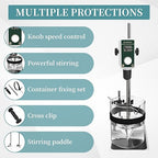 OS-15S Digital Overhead Stirrer 20L(H₂O) Lab Stirrer Flat-Base Stainless Steel Stand & 2 Stirring Paddles & Beaker Holder | 100-1500RPM,20000 mPas,Timing 1min-24h