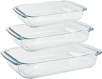 Basics Tempered Glass Oblong Baking Dishes Bundle- 1 Quart, 1.5-Qt and 2-Qt, 3 Pcs Set