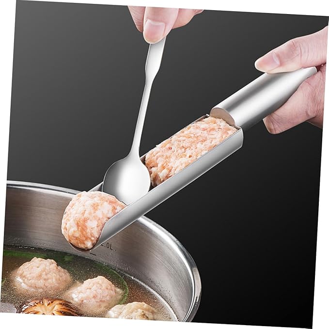 OUNONA Stainless Steel Meatball Maker Mold DIY Shrimp and Fish Ball Tool Non-Stick Kitchen Gadget for Easy Meatball Making 1 Set for Home Cooking