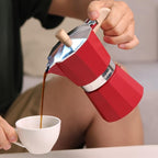 Sivaphe Aluminum Moka Pot 6 Espresso Cups, Percolator Espresso and Coffee Maker, Portable Stovetop Italian and Cuban Café Brewer for Home and Camping Red