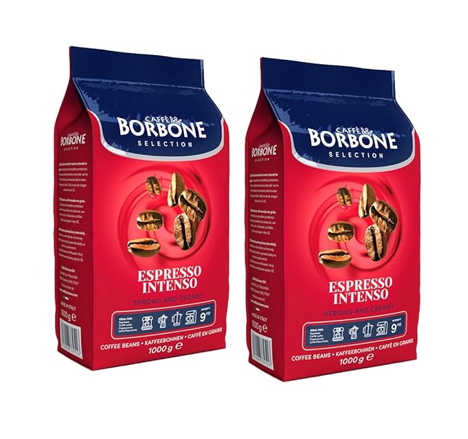Caffè Borbone, Whole Bean Coffee Blend, Espresso Intenso, Medium Roast, Roasted and Freshly Packaged in Italy, 2.2 Pound Bag (Pack of 2)