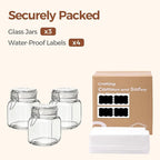 ComSaf 3-Pack Square Glass Coffee Canisters for 1lb Bean Bags, 34oz Airtight Jars with Clamp Lids for Tea, Sugar & Flour, Space-Saving Pantry Organization for Small Apartments & Coffee Station