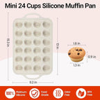 CAKETIME Mini Cupcake Pans, Metal Reinforced Frame Silicone Mini Muffin Pan Nonstick 24 Cups Easy to Handle for Baking Muffins, Cupcakes, Egg Bites 1 Pack