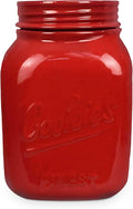Young's Inc Red Ceramic Mason Jar, Unique Cookie Container with Lid, Multipurpose Ceramic Cannisters for Pet Treats, Candy, Snacks Storage