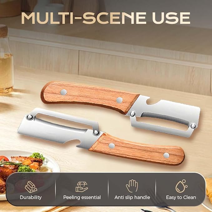 Multi-Functional Vegetable Peeler, Stainless Steel Blade with Wooden Handle for Fruits and Vegetables (1 Pc)