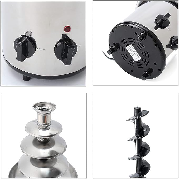Chocolate Fountain Machine 4 Tier Electric Chocolate Fondue Fountain Machine 4-Pound Capacity for Chocolate Candy Butter Cheese