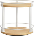 YATINEY Lazy Susan Organizer, Rotating Spice Rack, 2 Tier Spice Turntable Organizer, Industrial Turntable Spice Holder, for Kitchen Countertop, Compact and Versatile, White and Natural SR22WN