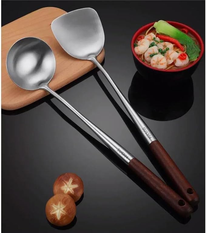 Kitchen Utensils Set，Cooking Utensils Spoons for Cooking Spatulas 304 Stainless Steel Cooking Utensils Kitchen Tools Spoons Spatulas Gadgets 3 Pieces Sets