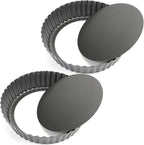 Tosnail 2 Pack Deep Tart Pan, 9.5" x 2" Quiche Pie Pan with Removable Loose Bottom, Fluted Baking Pan