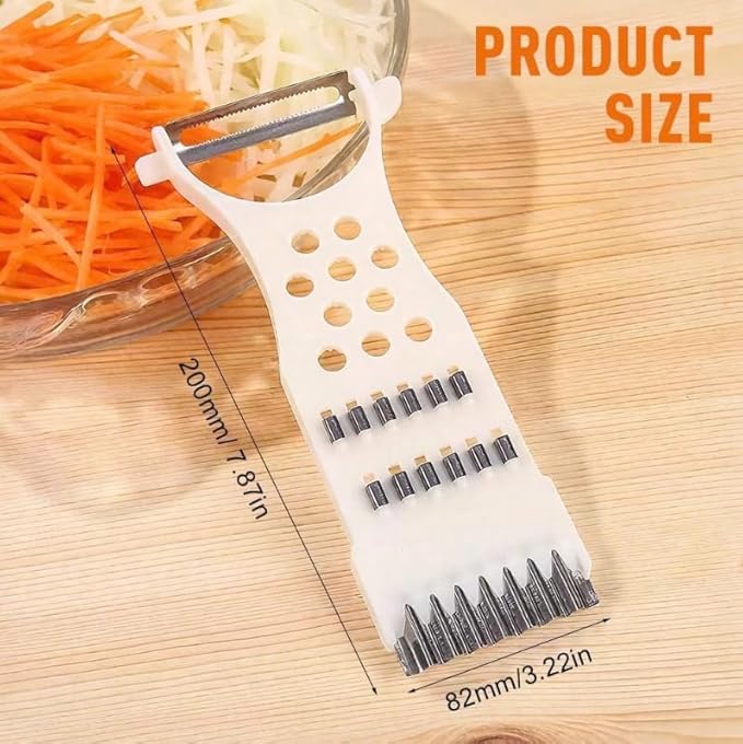 5-in-1 Multifunction Vegetable Peeler and Grater, Kitchen Slicer Tool with Stainless Steel Blades, Red