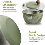 5.3QT Stainless Steel Salad Spinner - Large Salad Spinner with Non-Slip Base, Drain Hole and Stop Button- Dish Washer Safe Vegetable Spinner