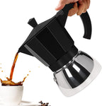 No Coating 6 Cup Aluminum and Stainless Steel Moka Pot Stovetop Espresso Maker Italian Coffee Machine 350ml 11.84oz Suitable for Gas Induction Stovetop Greca Coffee Maker Percolator Black