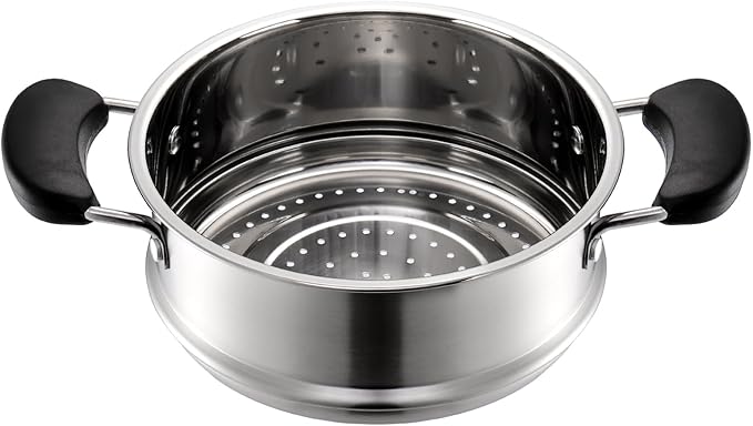 ZENFUN 1.8 Quart Stainless Steel Steamer Pot with Basket, Stock Pot with Glass Lid, Mini Steaming Pot Cookware with Handle, Metal Cooking Steamer for Vegetable, Stews, Pasta, Sauce, Individual-use
