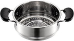 ZENFUN 1.8 Quart Stainless Steel Steamer Pot with Basket, Stock Pot with Glass Lid, Mini Steaming Pot Cookware with Handle, Metal Cooking Steamer for Vegetable, Stews, Pasta, Sauce, Individual-use